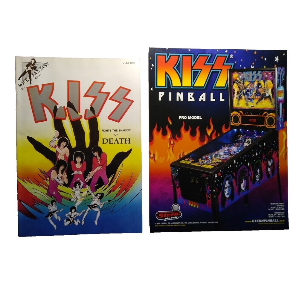 KISS Collectors Set Pinball Machine Flyer And Fantasy Rock Comic Book Lot of 2